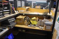 Lot Contents of 5 cubicals: Christie Lamp Jig, Various Computer Workstations and Monitors, Work Lamps, Amateur Radios, Vintage Laptops and Miscellaneous Parts, Adapters and Cables