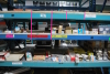 Lot Contents of 11 Shelves: Assorted Philips/OSRAM/Sylvania/NOMA Bulbs, Florescent Fixtures and Haze Fluid - 6