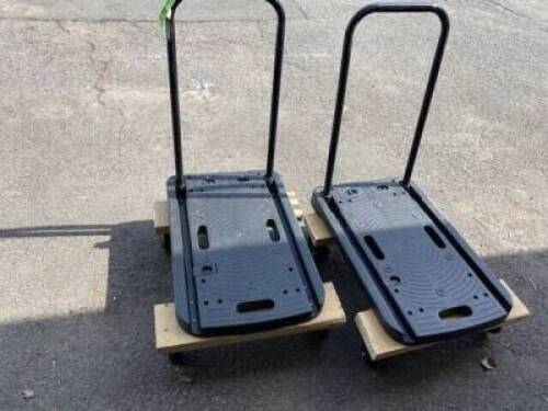 Lot de (2) chariots de transport l&eacute;ger avec poign&eacute;e amovible et roues renforc&eacute;s