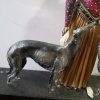 25" AFTER CHIPARUS BRONZE STATUE "LADY WITH AFGAN HOUNDS" (BROKEN HAND) - 3