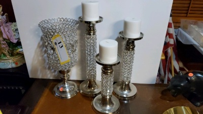 4 PIECE CRYSTAL CANDLEHOLDER SET