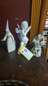 LOT OF 3 - LLADRO FIGURES9" FIGURE "ANGEL"11" FIGURE "PRINCESS" 8" FIGURE "SHEPARD WITH SHEEP DOG"