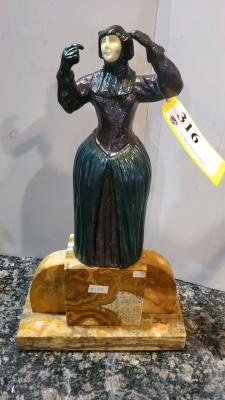 19" BRONZE STATUE UNSIGNED "ASIAN LADY"