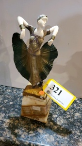 16" BRONZE STATUE UNSIGNED "DECO LADY"