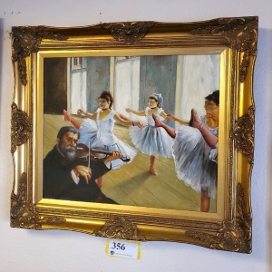 FRAMED CANVAS PAINTING SIGNED DEGAS "DANCERS" (31X27)