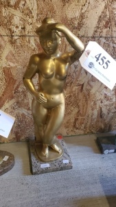 17" BRONZE STATUE WITH GOLD WASH UNSIGNED