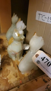 LOT OF 4 CARVED ONYX FIGURES "CATS"