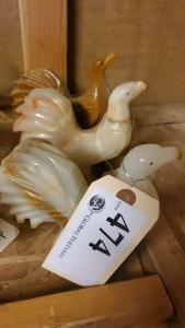 LOT OF 3 CARVED ONYX FIGURES "ROOSTER"
