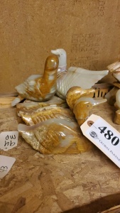LOT OF 3 CARVED ONYX FIGURES "BIRDS"