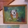 FRAMED OIL PAINTING SIGNED MICHAEL SCHOFIELD "BULLDOG" (27X21)
