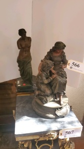 LOT OF 2 CAST RESIN STATUES (16" AND 18")
