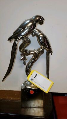 15” BRONZE STATUE WITH SILVER WASH “PARROTS”