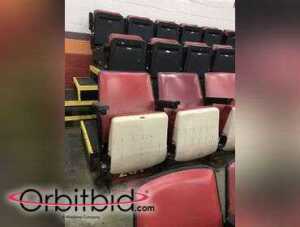 Lot of (20) Red Joe Louis Arena Seats, (10) sets of two, Floor mounted from general inventory....