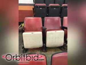 Lot of (10) Red Joe Louis Arena Seats, (5) sets of two, Floor mounted from general inventory....