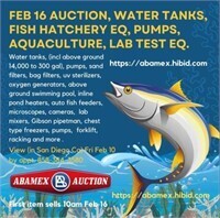 Lot 1 | save the date. Aquaculture / fish hatchery lab eq
