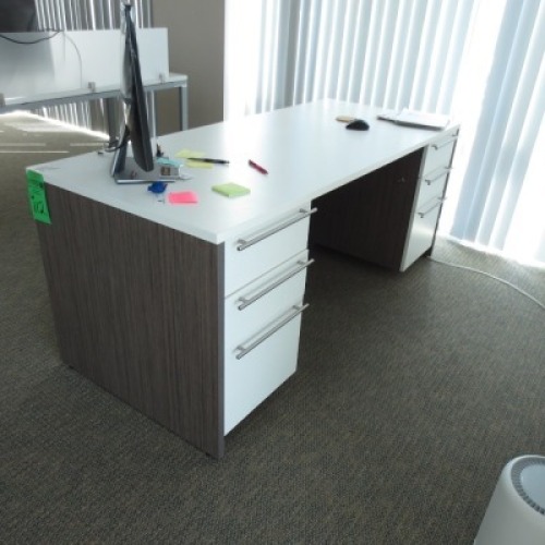 (3) Maverick desk, table, (3) chairs
