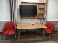 Wall Mounted TV, Table, Chairs, Wall Art, etc. (Balance of Room) (Lot)