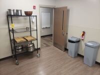 Metro Rack w/Contents, Trash Cans, etc. (Lot)