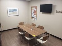 Table w/Chairs, Wall Mounted TV, Framed Print, etc. (Lot)