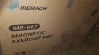Merach Indoor Cycling Exercise Bike w/Magnetic Resistance #MR-667, Items must be paid for & removed by 4:00 PM on Monday, July 24, 2023. No Exceptions!
