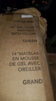 14" Gel Foam Mattress w/Pillow (Queen), Items must be paid for & removed by 4:00 PM on Monday, July 24, 2023. No Exceptions!