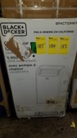 Black & Decker Portable A/C 12, 000 BTU (No Heat Mode) 10, 000 BTU #BPACT12HWT , Items must be paid for & removed by 4:00 PM on Monday, July 24, 2023. No Exceptions!