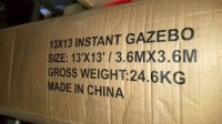 13x13 Instant Gazebo (Open Box) (As Is) , Items must be paid for & removed by 4:00 PM on Monday, July 24, 2023. No Exceptions!