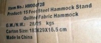 15 Feet Steel Hammock Stand Quilted #HM004128 , Items must be paid for & removed by 4:00 PM on Monday, July 24, 2023. No Exceptions!