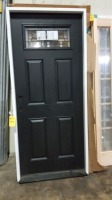 P/H Fiberglass Door 4-Panel, 34" w/Leaded Glass Insert