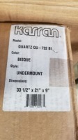 Karan Undermount Quartz Sink (QU-722 BI)33 1/2" x 21" x 9" (All items must be paid for & removed by Monday, September 18, 2023. NO EXCEPTIONS! PLEASE DO NOT PARTICIPATE IN THE SALE IF YOU CAN NOT PAY & PICK UP BY THE REMOVAL DATE.)