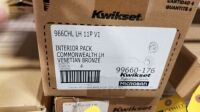 Kwikset Ventian Bronze Handle Set Interior Set 4" Box (8 Each) (All items must be paid for & removed by Monday, September 18, 2023. NO EXCEPTIONS! PLEASE DO NOT PARTICIPATE IN THE SALE IF YOU CAN NOT PAY & PICK UP BY THE REMOVAL DATE.)