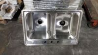 Stainless Steel Sinks Double Bowls, 33" x 22" Items must be paid for & removed by 4:00 PM on Friday, October 6, 2023. No Exceptions!