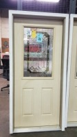 36" P/H 2 Panel Door w/ Deco Brass Insert