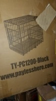 48" Large Dog Crate H/D Double Door Fold Metal Wire Cage (TY-PC1200-Black) (Each)