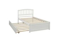 Twin Platform Bed Wood Bed Frame Trundle White (Each)