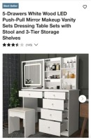White Wood LED Push-Pull Vanity Mirror Makeup (Each)