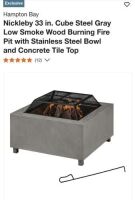 Cube Light Steel Concrete Look Tile Low Smoke Wood Burning Firepit