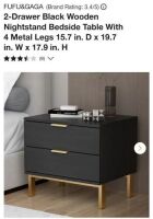 2 Door Black Wooden Night Stand