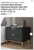 2 Door Black Wooden Night Stand