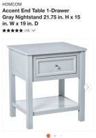 Accent End Table 1-Drawer Gray Night Stand