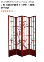 Oriental Furniture 7' Rosewood 4-Panel Room Divider