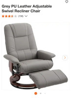 Grey pu Leather Adjustable Swivel Recliner Chair