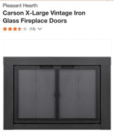 Pleasant Hearth Carson XL Fireplace Glass Fire Screen Vintage Iron