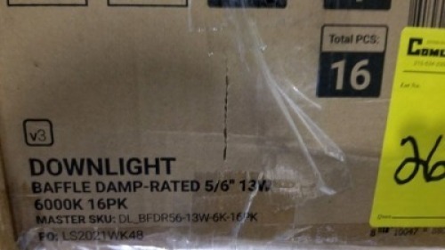 16-Pack LED Downlight 5/16" Sunco Lighting