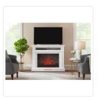 Keighley 52" Freestanding Faux Marble Surround Electric Fireplace TV Stand (White)