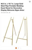 46.5" x 19.7" LG Gold Steel Pipe Portable Wedding Easel Stand Welcome Signs w/LED Lights