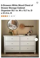 6-Drawer Chest 55" x 15" x 31" (White)