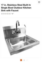 17" S.S. Built In Single Bowl Outdoor Kitchen Sink w/ Faucet