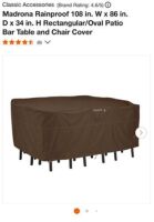 High Table & Chair Set Cover 108" x 86" x 34"