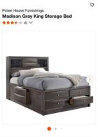 Picket House Furnishings Madison Gray King Storage Bed